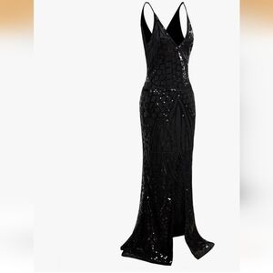 Sophisticated Black Sequin Gown XXL Roaring 20s Harlem Renaissance Gala Season